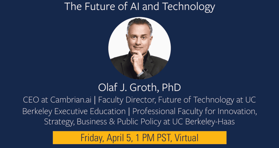 Virtual Event with Olaf J. Groth, PhD, about the Future of AI and Technology