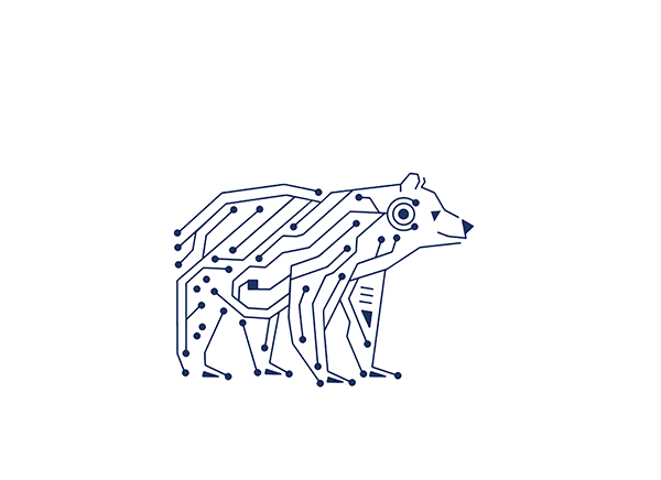 Illustration of a bear with circuits inside its body