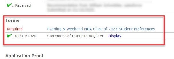 EWMBA Preferences Required
