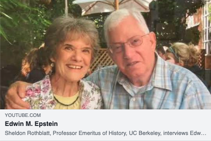 Screenshot of a YouTube video interview showing Edward Epstein with his wife