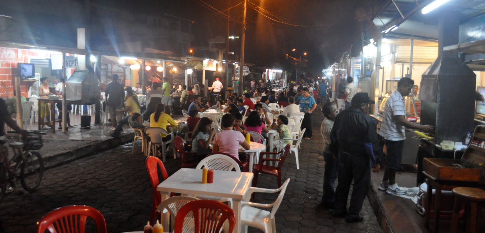 Street food scene at nighttime