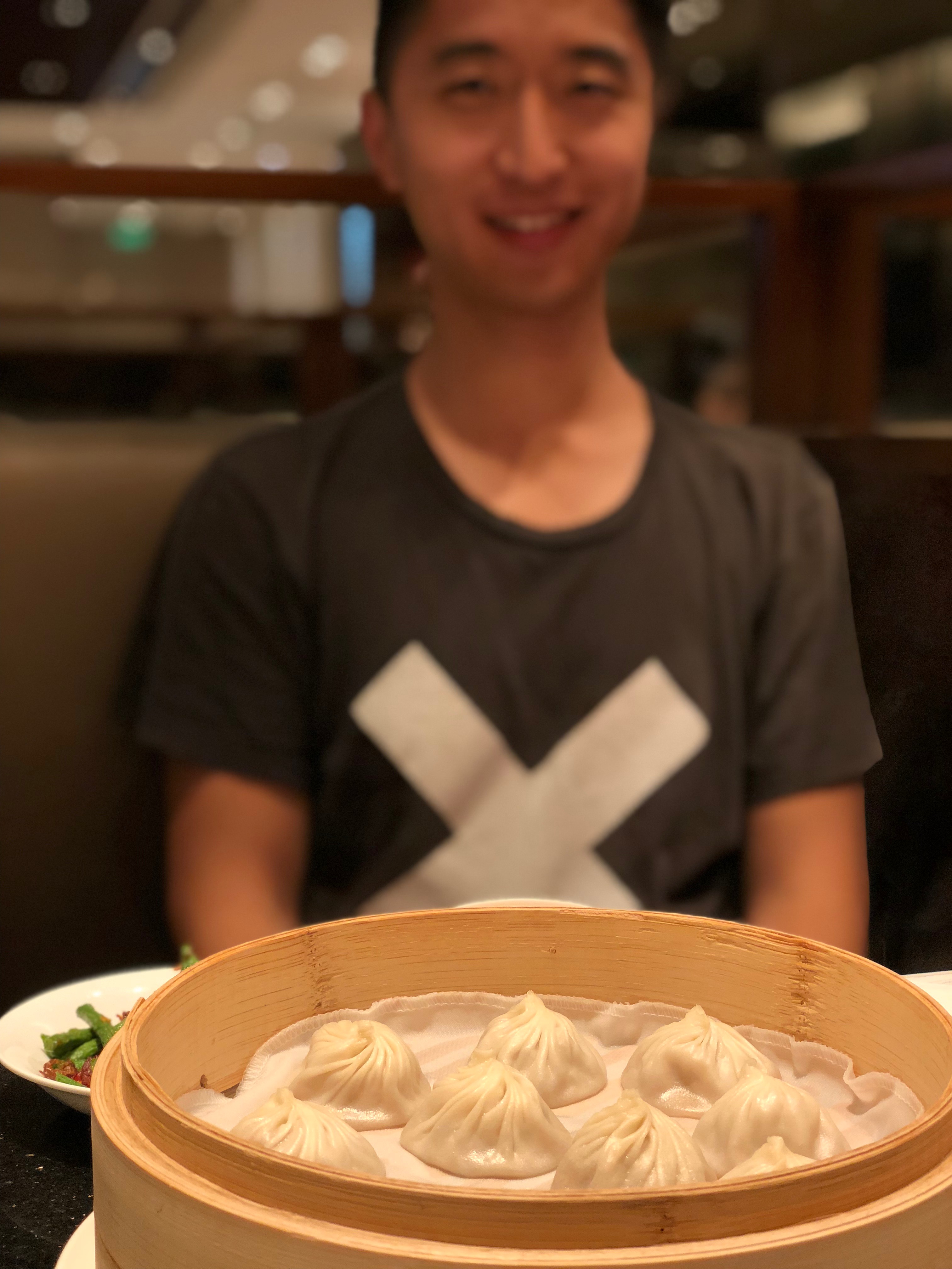 A happy Dean, ready for the first soup dumplings of the trip. 