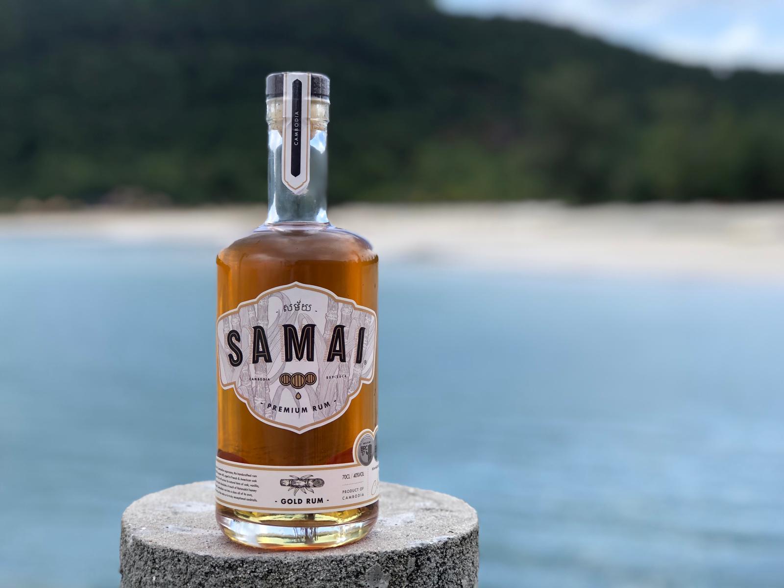 Samai bottle next to a beach