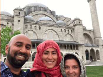 Amol, Mariana, and Jeanne visiting Istanbul’s Süleymaniye Mosque.