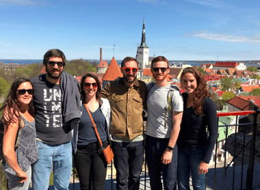 After a steep climb up, the team (with Javier’s wife, Carolina) were rewarded with a gorgeous view over Old Town Tallinn
