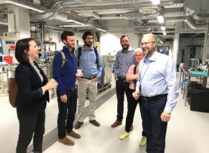The team visits Aalto University’s Bioproducts Center, where graduate students create new innovative discoveries of tuning biomass into products and applications